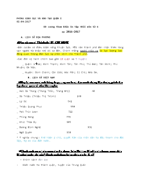 Đề cương ôn tập thi học kỳ 2 môn Lịch sử Lớp 6 - Năm học 2016-2017 - Phòng GD & ĐT Quận I